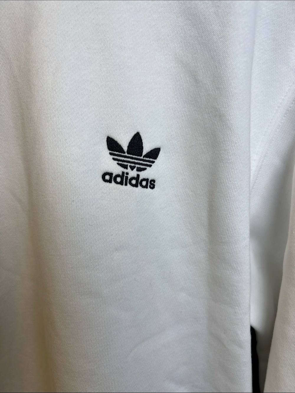 adidas White Crewneck Hoodie with Black Trefoil - Picture 2 of 5